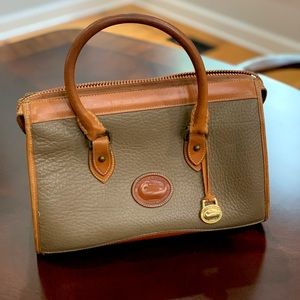 Dooney & Bourke leather handbag; gray all weather leather, great condition